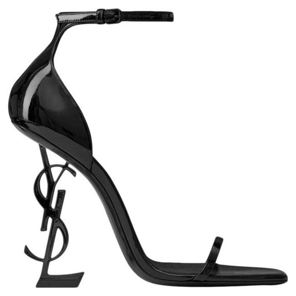 Saint Laurent Black Opyum 110mm Patent Leather Sandals Eu:41/US10.5